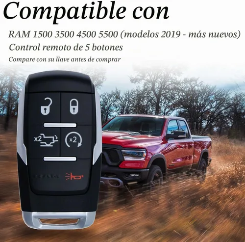 Vista 5 de Vitodeco Funda protectora de piel auténtica con control remoto inteligente para llaves con correa de cuero, compatible con RAM 2500, 3500, 4500 Negro