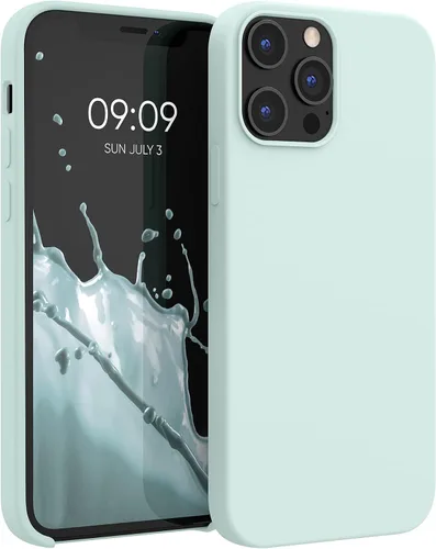 Vista 11 de kwmobile Funda compatible con Apple iPhone 12 Pro Max, funda de silicona TPU con acabado suave, color azul báltico