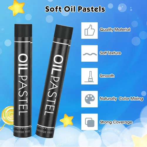 Vista 3 de Geyoga 36 piezas de colores pastel al óleo negros a granel para artistas