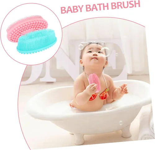 Vista 7 de KOMBIUDA 2 cepillos de baño de silicona suave exfoliante para el cuero cabelludo para niños y niñas y adultos, diseño suave de doble cara para un