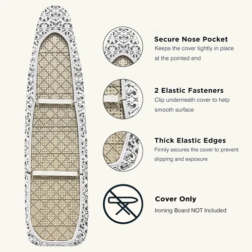 Vista 3 de UniSimp Funda y almohadilla para tabla de planchar de 15 x 54 pulgadas, algodón natural extra grueso, acolchado resistente a las manchas y a