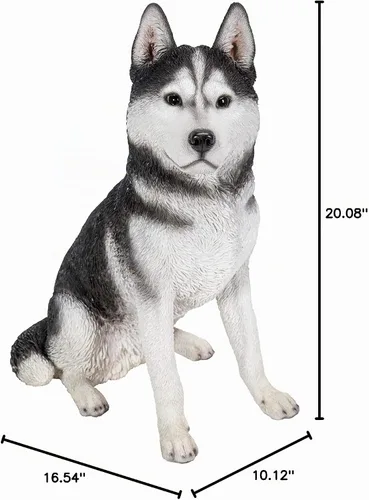 Vista 12 de HI-LINE Gift Ltd. - Husky siberiano grande en blanco y negro sentado