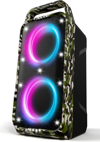 Vista 9 de Foxdawn Altavoz Bluetooth para fiestas: 240 W pico de sonido fuerte, graves profundos, tiempo de reproducción de 15 horas, carga rápida, IPX4