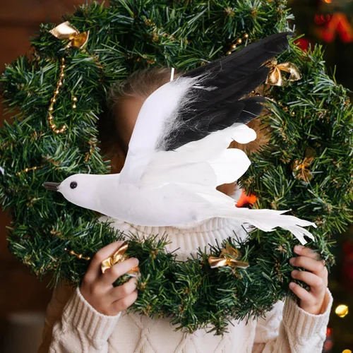 Vista 8 de jojofuny Adorno colgante con forma de gaviota, paquete de 3 unidades, decoración artificial de pájaro volador para fiestas, bodas, hogar, jardín