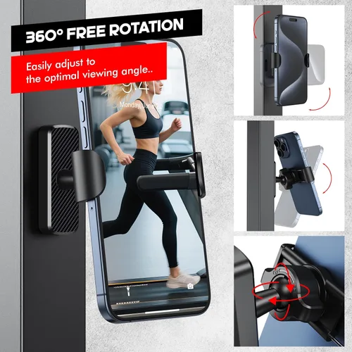 Vista 4 de Soporte magnético para teléfono para gimnasio, potente base magnética N52, soporte magnético ajustable multiángulo para teléfono, accesorios
