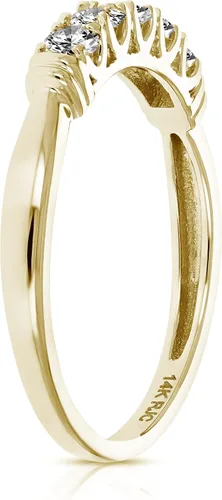 Vista 3 de Vir Jewels Anillo de compromiso de oro amarillo de 14 quilates con 5 piedras de 12 quilates