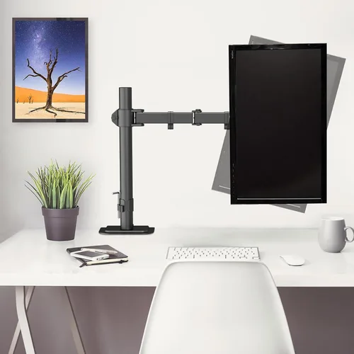 Vista 2 de Suptek Soporte para monitor LED LCD de escritorio resistente, totalmente ajustable para 1 / una pantalla de hasta 27 pulgadas Negro