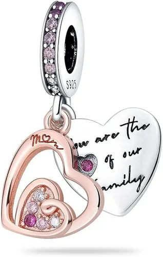 Vista 2 de LNQOBU Dije de plata de ley 925 para madre, hija, familia, amor, familia, amigos, para pulseras y collares