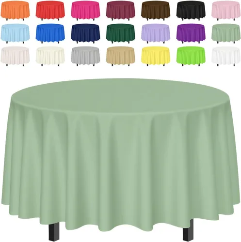 Vista 15 de SietDESEO Paquete de 2 manteles redondos de plástico de 84 x 84 pulgadas, impermeables, color negro, desechables para bodas, cumpleaños, baby Mantel