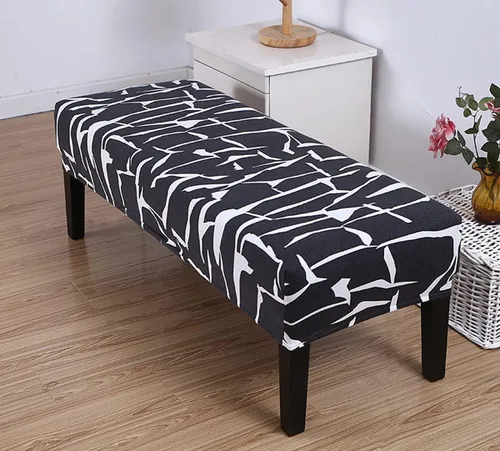 Vista 5 de HAPPYDOG Funda de banco de comedor con estampado de elastano elástico, funda tapizada extraíble antipolvo, lavable, protector de asiento para sala