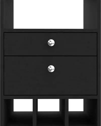 Vista 7 de FM FURNITURE Hype - Armario de bar con 12 cubos de vino, 2 cajones, estante de vidrio y estante, color negro