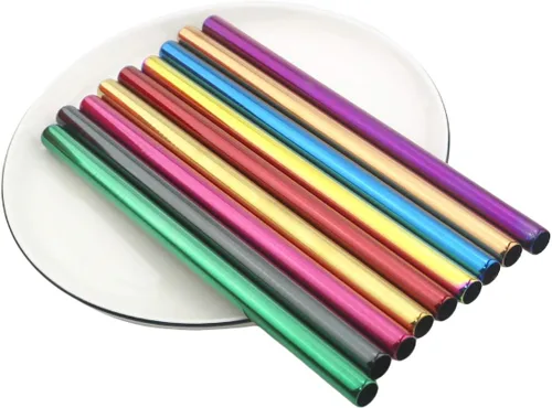Vista 5 de Gugrida Pajitas de metal de acero inoxidable de 8.5 pulgadas, reutilizables, juego de 3 popotes – Cepillo de limpieza de color ultra largo