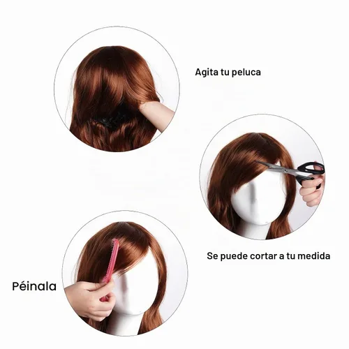 Vista 4 de Rbenxia Peluca larga y rizada para cosplay, resistente al calor Bown