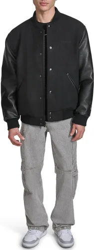Vista 2 de Champion Men's Letterman Varsity Bomber Jacket With Faux Leather Sleeves