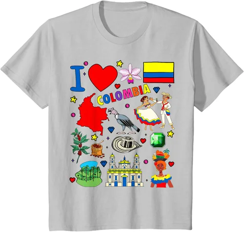 Vista 28 de Camiseta con diseño de bandera y mapa de I Love Colombia dibujada a mano