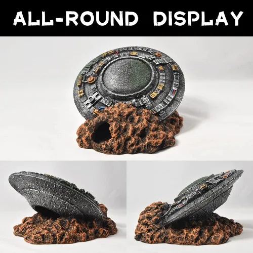 Vista 5 de Decoraciones de acuario-UFO Fish Tank Accesorios para Betta Hide Flying Saucer Creative Medium Fish Tank Decor Reptile Box Landscaping Ornament