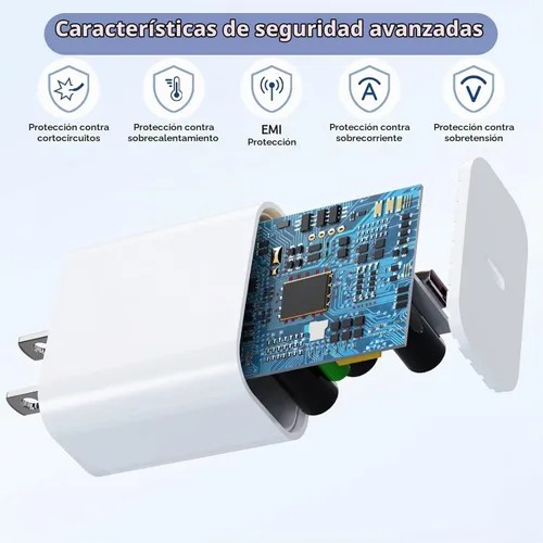 Vista 4 de Cargador de Carga Rápida para iPhone 16 15, Paquete de 2 Cargador USB C PD de 20W Bloque Tipo C con Cable de Carga Rápida USB C a C Cable Tejido