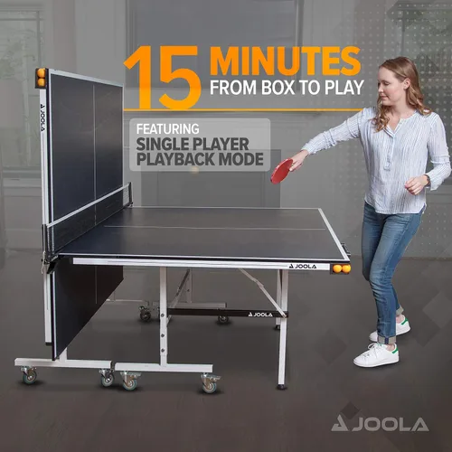 Vista 2 de JOOLA Rally TL - Mesa de ping pong profesional de MDF para interiores con abrazadera rápida y red de tenis de mesa y poste – 10 minutos de fácil