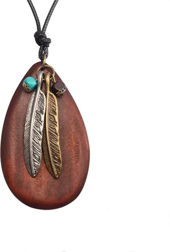 Vista 85 de Collares bohemios para mujer, colgante largo de madera, collar vintage, collar de cadena de suéter, joyería hecha a mano Collar de cuentas