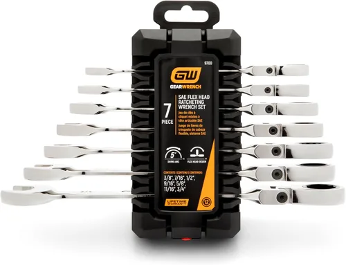 Vista 2 de GEARWRENCH Juego de llaves combinadas de trinquete con cabezal flexible de 7 piezas, 12 puntos, SAE - 9700