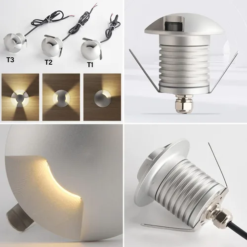 Vista 6 de Kit de luces LED para escalón/cubierta, paquete de 6 luces empotradas de bajo voltaje, CC de 12 V, luces empotradas impermeables IP67, iluminación