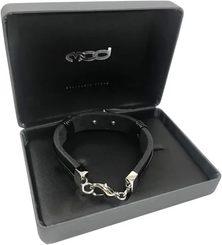 Vista 3 de Harley-Davidson Pulsera de cuero para hombre Nut & Coil B&S - Acero Inoxidable, Negro
