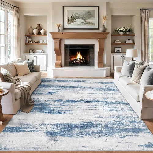 Vista 32 de Area Rugs - Alfombra para sala de estar, 4 x 6, lavable, moderna, abstracta, suave, neutra, antideslizante, grande para interiores, resistente a