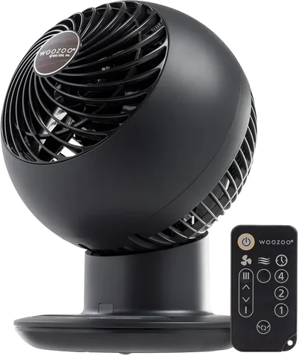 Vista 14 de IRIS USA WOOZOO Ventilador circulador de aire con control remoto, oscilante, 3 velocidades, distancia máxima de aire de 56 pies, inclinación Negro