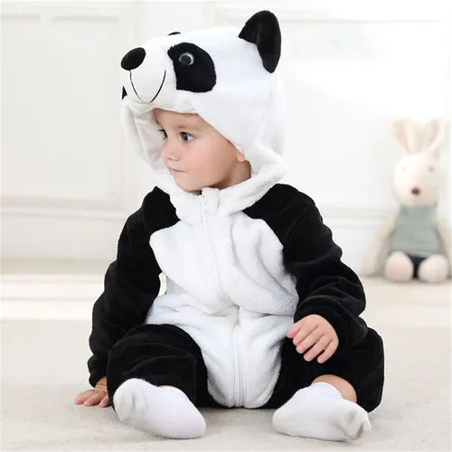 Vista 63 de Mameluco unisex de franela para bebé, disfraz de animal con capucha de dibujos animados