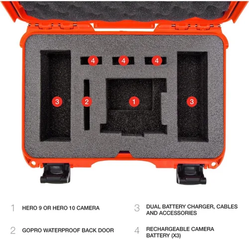 Vista 8 de NANUK 909 - Funda rígida impermeable con inserto de espuma para GoPro Hero 9 y 10, color naranja