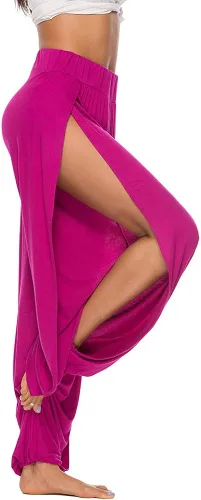 Vista 2 de AvaCostume - Pantalones de harén de corte alto para mujer estilo hippie