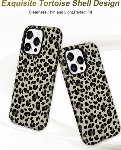 Vista 100 de Jusy Funda compatible con MagSafe con estampado de caparazón de tortuga marrón para iPhone 7/8/SE, cubierta protectora de TPU suave magnética