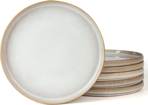 Vista 20 de famiware Star Platos de Ensalada para 6, Juego de Platos de 8 Pulgadas, Vajilla de Gres, Platos Pequeños para Postre, Ensalada, Aperitivo, Blanco