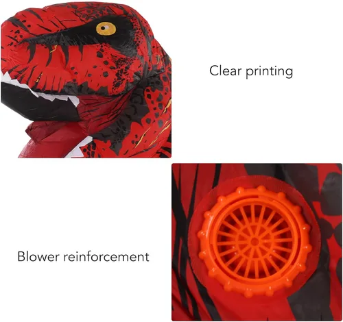 Vista 6 de BAOK Disfraz de dinosaurio, disfraz inflable de dinosaurio con costuras reforzadas para cosplay divertido
