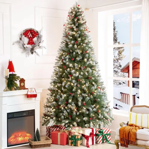 Vista 29 de Naomi Home - Árbol de Navidad realista preiluminado de 6.5 pies, 400 luces Con bisagras