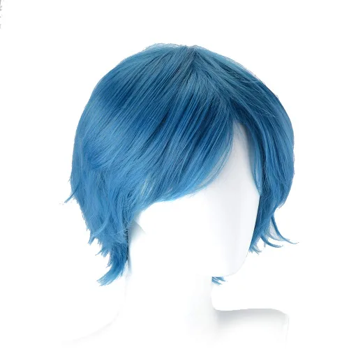 Vista 5 de GOOACTION 11.8 in mujeres corto anime natural recto azul peluca con flequillo para marinero mercurio Halloween Cosplay sintético pelucas de pelo