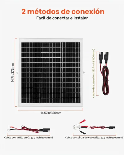 Vista 5 de VEVOR Cargador de Batería de Panel Solar de 20W 12V, Cargador de Goteo Mantenedor de Batería Solar con Controlador MPPT Inteligente y Soporte