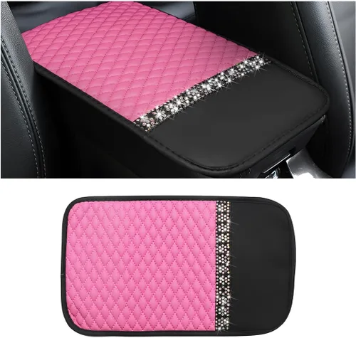 Vista 14 de Funda de Cuero Brillante para Consola Central de Automóvil, Protector de Consola Central de Automóvil con Diamantes de Imitación de Cristal