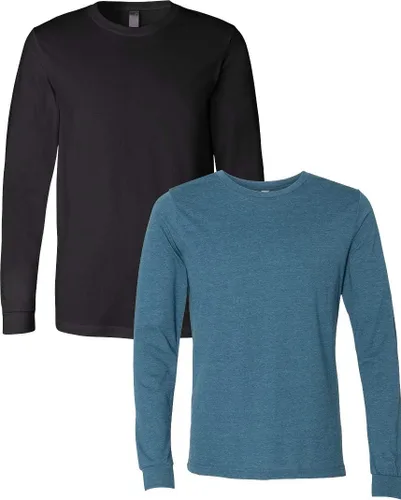 Vista 87 de Canvas Filmore 3501 - Camiseta de 4.2 onzas para hombre manga larga (1) Ceniza + (1) Jaspeado atlético