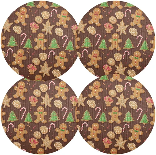 Vista 2 de Gingerbread Men Brown Table Placemats, Heat Resistant Non Slip Washable Table Placemats for Kitchen one sizex1