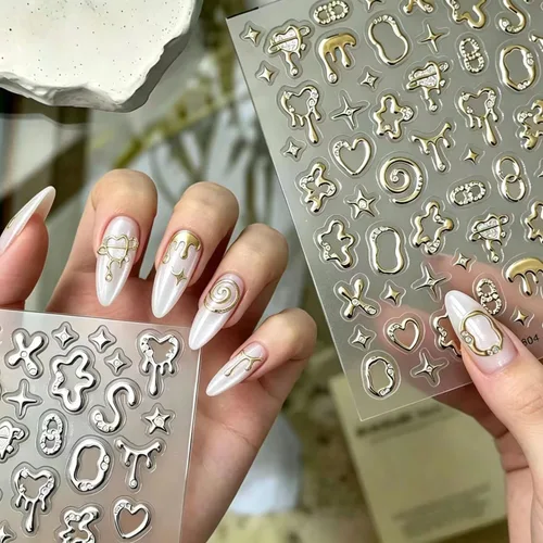 Vista 10 de 102 hojas de calcomanías para arte de uñas y libro de almacenamiento, 5200 piezas de calcomanías autoadhesivas 3D blancas con diseños florales