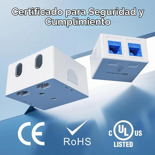 Vista 3 de Cable Matters Caja de montaje en superficie con conector Keystone de 2 puertos con certificación UL, color blanco