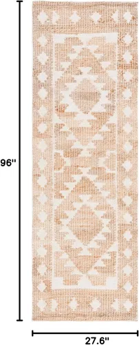 Vista 2 de SAFAVIEH Natural Fiber Collection NF512A - Alfombra de pasillo, 2 pies 3 pulgadas x 8 pies, marfil y natural, hecha a mano, rústico, bohemio, yute