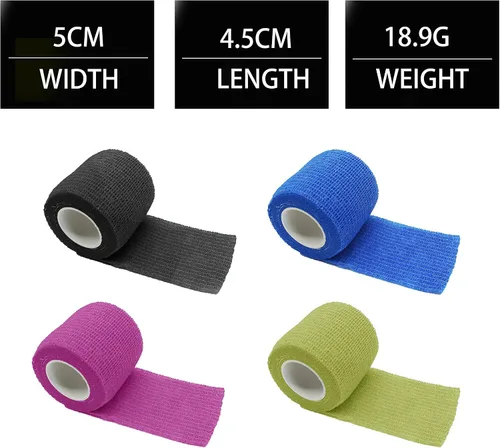 Vista 2 de HuoHuo Envoltura de vendaje autoadhesiva desechable, cinta de agarre, vendaje atlético, 2 x 5 yardas, cinta de agarre para máquina, cinta de agarre