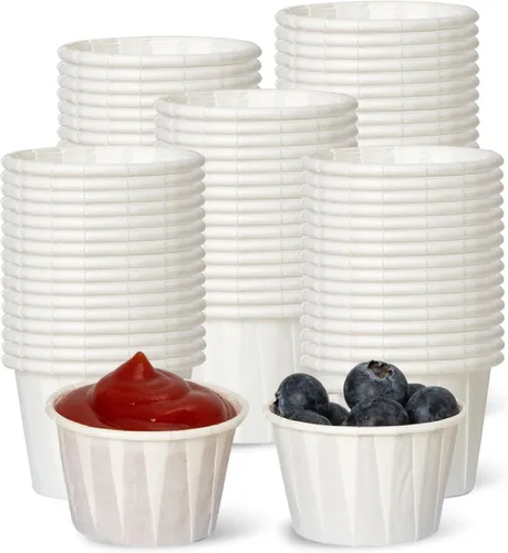 Vista 10 de Fit Meal Prep [Paquete de 500] Vasos de papel tratado de 0.75 onzas para porciones de soufflé para muestras de condimentos para medir gelatina shots