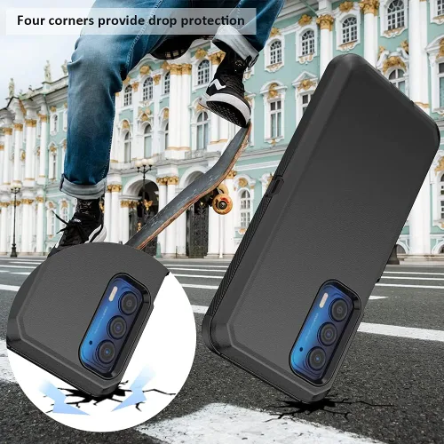 Vista 5 de Funda compatible con Motorola Edge 2021/Edge 5G UW 2021, resistente, a prueba de golpes, protección de cuerpo completo, con funda de clip para Negro