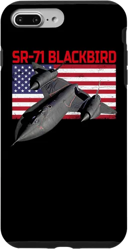 Vista 12 de SR-71 Blackbird in Action and Patriotic American Flag. Case for iPhone 17