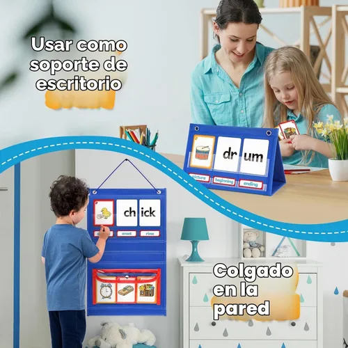 Vista 5 de Torlam Tabla de Bolsillo de Combinaciones y Dígrafos, Juegos de Fónica de Onset Rime Tarjetas de Vista de Palabras de Lectura, Tabla de Aprendizaje