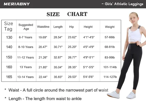 Vista 6 de MERIABNY Leggings de entrenamiento activo para niñas de 6 a 13 años