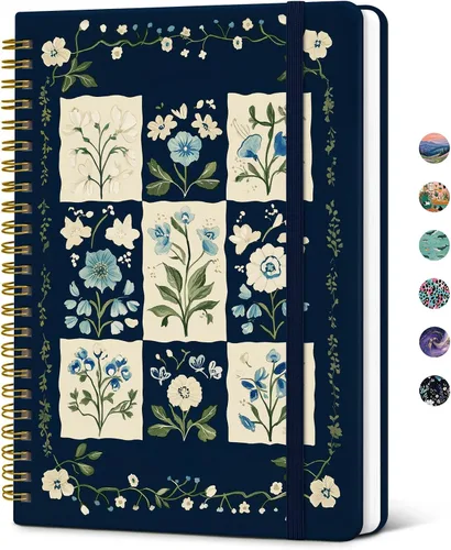 Vista 9 de Taja Cuaderno de Diario en Espiral con Líneas para Mujeres, A5 Lindo Cuaderno de Tapa Dura con Rayas Universitarias para Trabajo y Toma de Notas